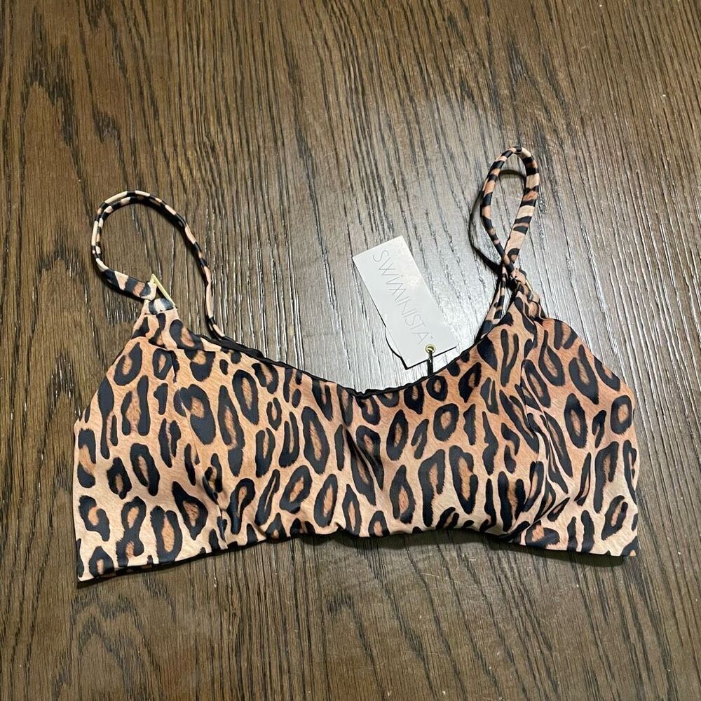 Swiminista Play Leopard Bandeau Style Swim Top, S NWT